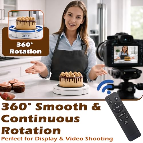 PROLEE 12Inch/360lbs Capacity Electric Motorized Turntable, 360 Degree Rotating Display Stand, Remote Rotating Platform,Large Display Turntable for Photography, White - color: White