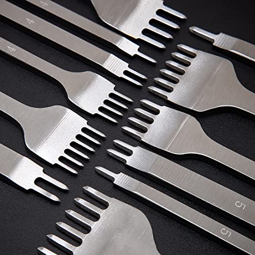 WUTA Leather Hole Punch Tool Pricking Iron Hole Puncher 3mm 1/2/4/6 Prong Tooth Lacing Diamond Stitching Chisel Set for DIY Leather Craft Kits (Silver) - color: Silver, size: 1nd 3mm 1/2/4/6