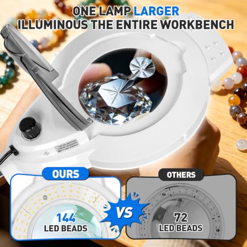 KIRKAS LED Magnifying Lamp with Clamp, 2,200 Lumens Dimmable 28in 12X 30X - color: White 28in Magni-attach