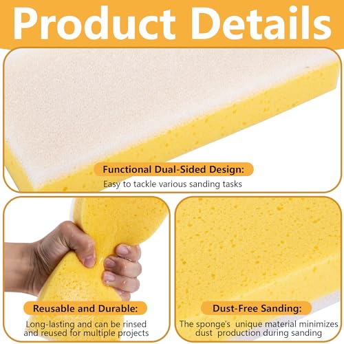 4 Pcs Drywall Sanding Sponge, 9" Washable Dual-Sided Wet Sanding Block - color: 4 Pcs