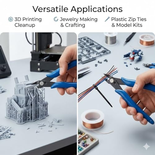 Flush Cut Wire Cutters, Precision Side Cutters for Electronics, 3D Printing, Model Building, Crafting, Jewelry Making - size: 1 Pack