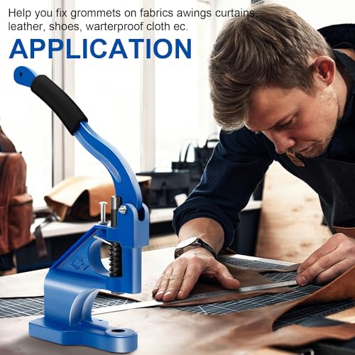 Eyelet Hole Punch Kit Grommet Tool Kit Hand Press Heavy Duty Eyelet Grommet Machine with 3 Grommet Setting Dies & 3 Hole Punching Dies and 3000Pcs Silver & Golden Eyelets and Grommets 6/10/12mm
