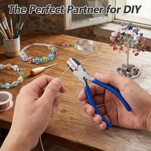 Nylon Jaw Pliers for Jewelry Making, 5.12 Inch Flat Nose Jaw Pliers, Soft Jewelry Making Tools for Beading Wrapping Shaping Straightening Wire Crafts(Blue) - color: Blue