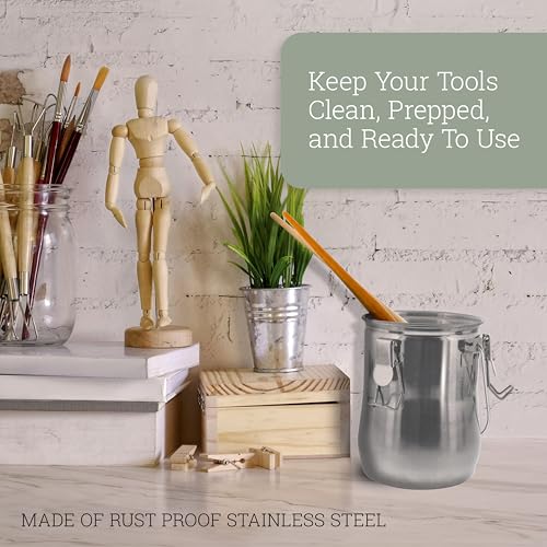 U.S. Art Supply Large Stainless Steel Leak-Proof Deluxe Paint Brush Washer