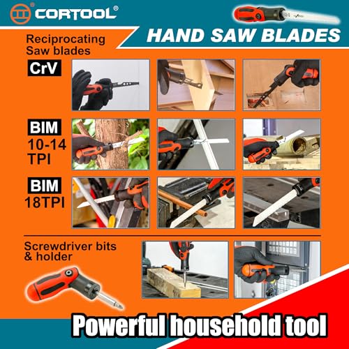 Multi Blades Hand Saw, Small Hand Saw Tool Set for Cutting Wood, Drywall, Plywood, Plastic, Soft Metal for DIY Crafts in Portable Storage Case with Screwdriver Bits