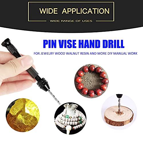 Pin Vise Hand Drill With 20 PCS Micro Twist Drill Bits Set 0.3mm-1.6mm Manual Drill Bits Hand Drill Set For Jewelry Making Walnut Resin and More Hobby Drill