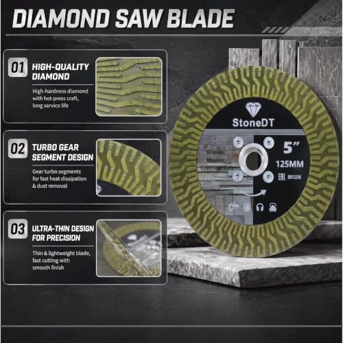 5 Inch Diamond Tile Saw Blade with 5/8"-11 Flange