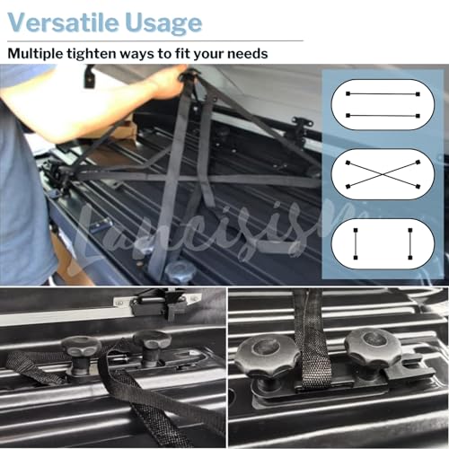 4 Pcs Roof Box U-Bolt Clamps, Upgraded Rooftop Cargo Carrier Rack Bolts, Car Van Mounting Fitting Kit 85mm Inner Width Metal U-Bracket Clips w/ 8 Lock Nuts 2 Straps