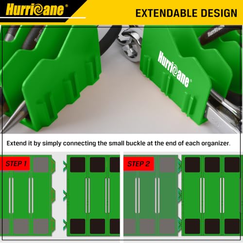 HURRICANE Plier Organizer Rack, 10-Slot Pliers Rack with Non-Slip Rubber Base, Tool Organizer, Tool Drawer Toolbox Storage, Green, Extendable Design, Fit 3” H, 1 Pack - color: green