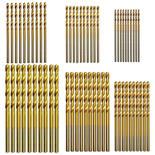 60PCS Mini Titanium Twist Drill Bit Set (3/64"-1/8"), HSS43 Fully Ground Micro Drill Bits for Wood, Metal,Plastic, Aluminum Alloy,Steels - style: 3/64"-1/8" (60pcs)