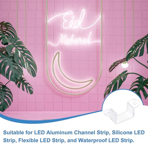 PATIKIL LED Strip Light Clips, 60 Pack Mounting Bracket Fixing Clips Plastic Clamp Holders with Screws for 16-19mm Neon RGB Light Cable Ribbon, Translucent - size: 16mm-19mm