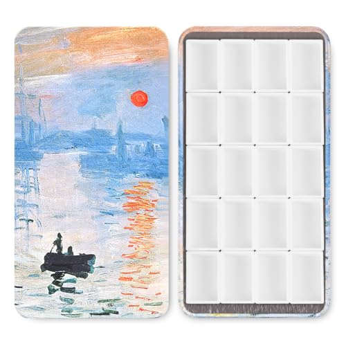 20 Empty Full Pans Watercolor Palette Tins Box with Magnetic Squares - color: Sunrise, size: 20 Full Pans