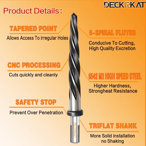1" Reamer Drill Bit for Metal, M2 HSS Taper Reamer for Steel, Alloy, Wood, Plastic to Align, Enlarge Holes – 5-Spiral Flutes, 1/2" Non-Slip Shank, 25mm Car Reamer, Bridge Construction Reamer. - size: 1 in