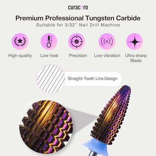 Curacoro Nail Drill Bits 3/32'' Typhoon Bits, 2 Way, Carbide Bit (Medium) - color: Galaxy - Typhoon Bit, size: Medium