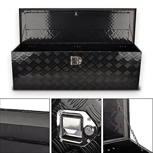 48" Aluminum Truck Tool Box with Lock, Black(48"×15"×15") - color: Black, size: 48"x15"x15"