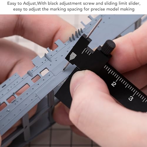 Model Hobby Scriber, Adjustable Tungsten Steel Blade Equidistant Parallel Scribing Ruler for Building and Model Crafting Aluminum Alloy Black - color: Black