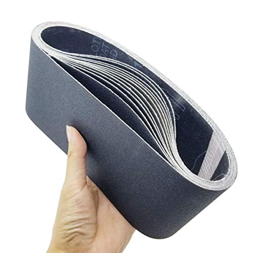 4 x 21 Inch High Performance Silicon Carbide Sanding Belts - Premium Knife Sharpening Sanding Belts Assortment 120 240 400 600 800 and 1000 Grits - 12 Pack - size: 4 x 21