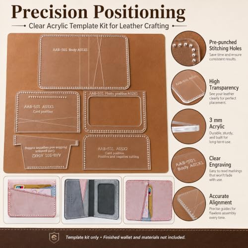 RIVEENY Acrylic Leather Craft Template, DIY Pattern Tool for Coin Purse - color: AAB-501