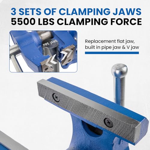Forward DT08125A 5 Inch Heavy Duty Bench Vise with 360°Swivel Base and Head - size: 5 Inch