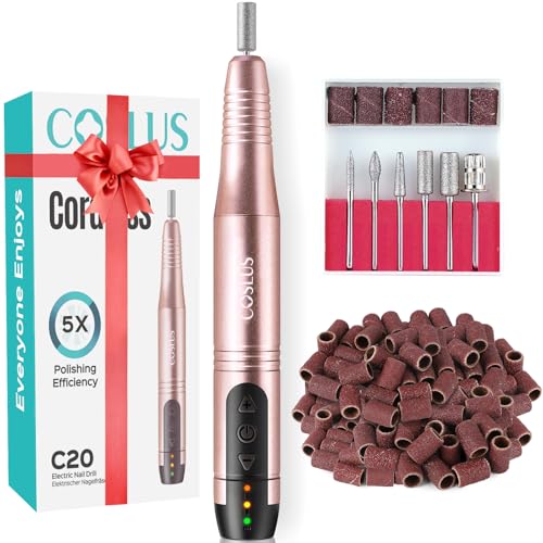 COSLUS C20 Cordless Nail Drill Electric File, All-in-One Kit, Gold - color: Gold