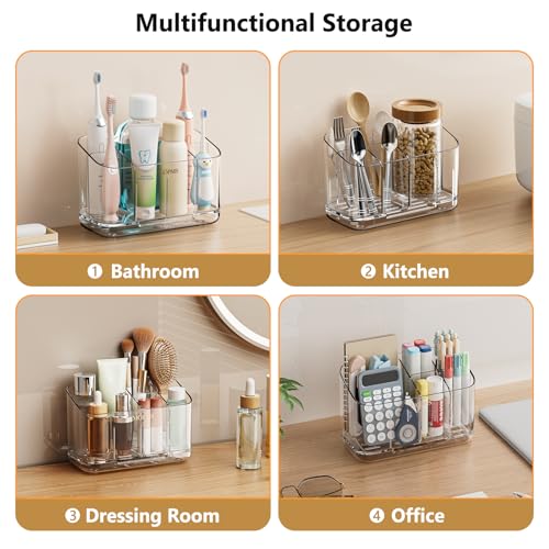 MOPMS Toothbrush Holders for Bathrooms with 5 Slots Adjustable Dividers - color: Clear