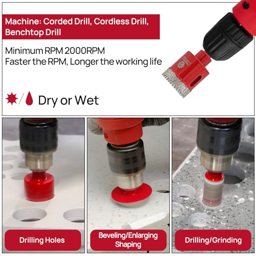 FOCSTOL Tile Hole Saw Kit 11PCS, 1/4"-2-1/2" Drill Bits with Triangle Shank - size: KIT4(Triangle)