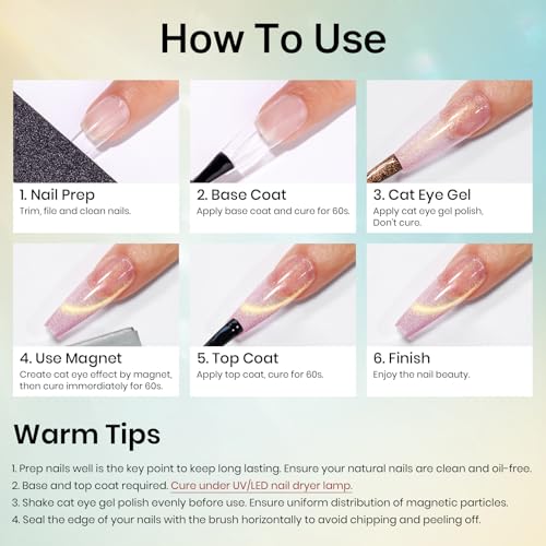 MIZHSE Cat Eye Gel Nail Polish, Dreamlike Magnetic Gel Polish Set 8 Colors - color: Dreamy Eden Cat Eye Gel