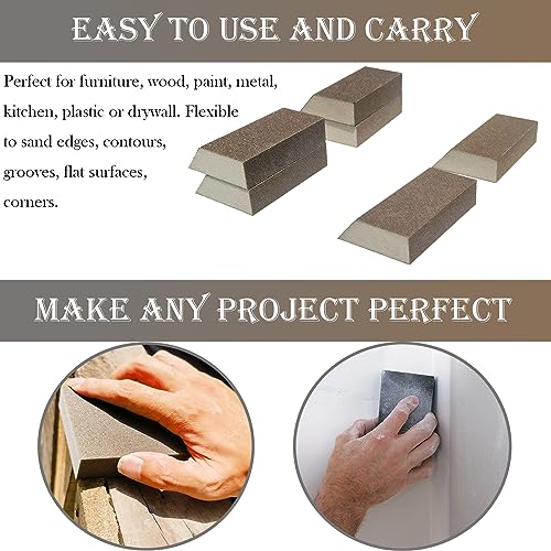 6 Pack Sanding Sponge, 100 Grit Sanding Blocks Assortment,Washable and Reusable for Wood Drywall Metal Home(100 Grit) - style: 100 Grit