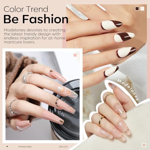 modelones Nude Pink Gel Nail Polish Set, 6 Colors Neutral Skin Tones - color: A A A-1 Natural Glow