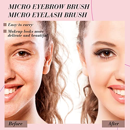 Lallisa 100 Pieces Micro Eyebrow Spoolie Brush with Cap, Pink, Purple - color: Pink, Purple