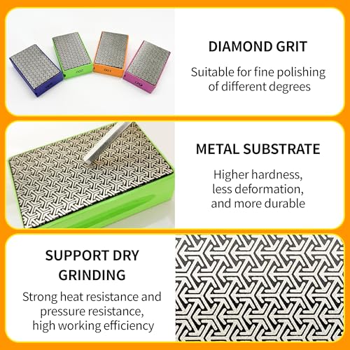 Diamond Hand Polishing Pads,200 Grit Diamond Sanding Pads - color: orange