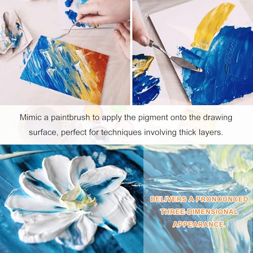 HARFINGTON 5pcs Palette Knife Painting Tool 1.1 x 0.59 Stainless Steel Art Spatula Pallet Knives Scrapers Tools with Beech Wood Handle for Acrylic Oil Canvas Mixing Spreading, Red/Silver - size: 1.1" x 0.59"