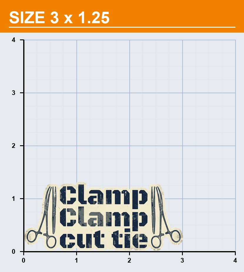 Clamp Cut tie Sticker Fun | Medical Surgical Staff Decal Nurse | Humor Doctor | Gift Office | Decor Scissors | 10 Pack [TAFF] - size: 3-inch
