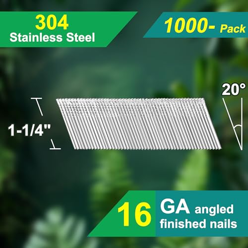 16 Gauge 20-Degree Angled Finish Nails 1-1/4 Inch, 1000-Pack - size: 1-1/4"~1000pcs