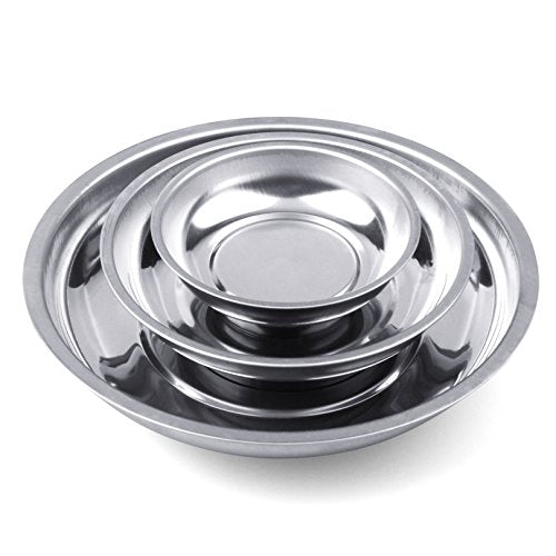 HORUSDY Magnetic Tray | 3-Piece | Round Magnetic Parts Tray | 3 Inch 4 Inch 6 Inch Magnetic Tray for Mechanic's | Stainless Steel - color: 3-Piece Magnetic Tray - Basic