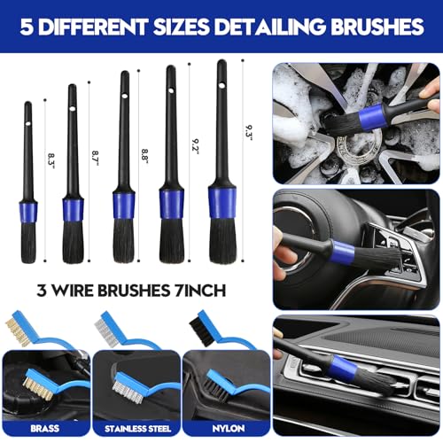 42Pcs Car Detailing Kit Detailing Brush Set Car Wash Cleaning Kit Blue - size: 42pcs