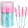 Elisel 100pcs Disposable Mascara Brushes with Container, Mascara Wands Makeup Brushes Applicators Kits for Eyelash Extensions and Eyebrow Brush (Blue Pink) - color: Blue Pink