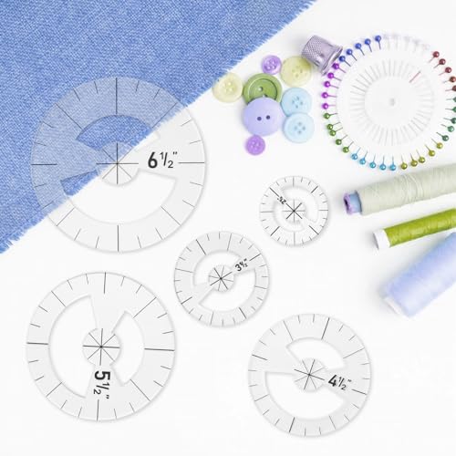 Imeepa 5PCS Clear Acrylic Circle Template Rulers for Quilting, 5 Sizes - size: Circle