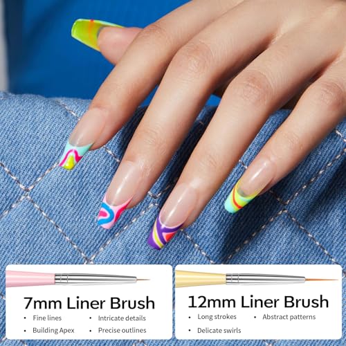 Modelones Nail Art Brushes, Gel Polish Liner Clean up Carving Dotting Tools - color: A-Blue-1
