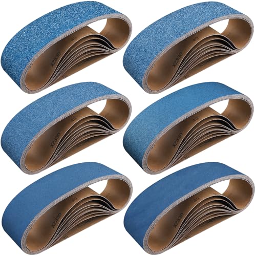 10-Piece Premium 3 x 21 Inch Zirconia Sanding Belts 40-400 Grit - color: Mix Grit, size: 3x21 Inch