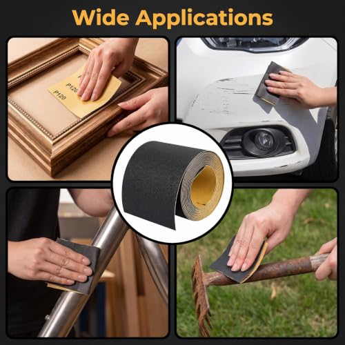 120 Grit Sandpaper Roll, Wet Dry Sand Paper 3-2/3" Wide 11 Yard - size: 120 Grit