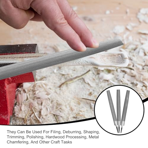 HARFINGTON 8" Half Round Medium Cut File Double Cut Teeth Medium Metal File High Carbon Steel T12 without Handle for Metal Wood Tool Sharpener, Gray - size: 8"