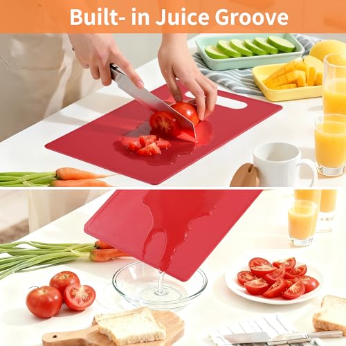 Luckyiren Large Plastic Cutting Board Set, 3 Pack 14 x 10 Inch Cutting Mats