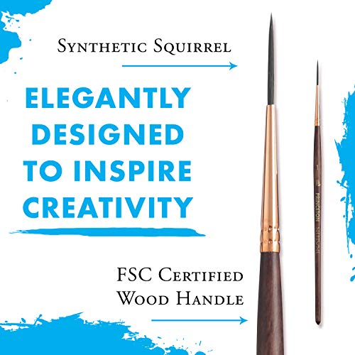 Princeton Artist Brush, Neptune Series 4750, Synthetic Squirrel Watercolor Paint Brush, Script Liner, Size 1