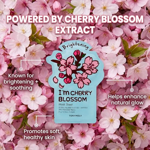 TONYMOLY I'm Face Sheet Masks - Hydrating & Soothing Korean Skincare - color: Cherry Blossom, 1 Pack