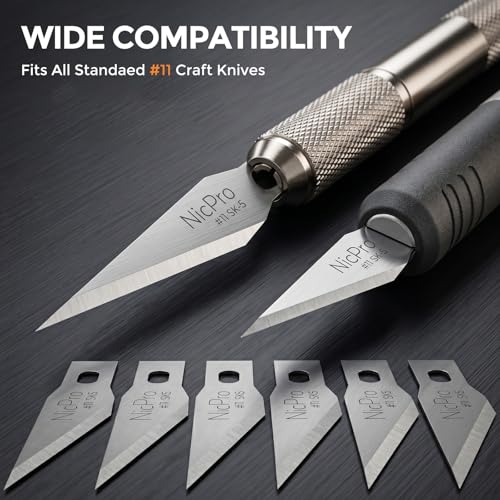 Nicpro 240 PCS Hobby Blades Set SK-5, Art Utility #11 Blades Refill Cutting Tool with Storage Case for Craft, Hobby, Scrapbooking, Stencil - 4 Pack of Case - size: #11 240pcs (Pack of 2)
