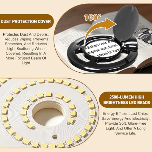 Esthetician 10X LED Magnifying Lamp, 2500 Lumens, Stepless Dimmable - color: Black