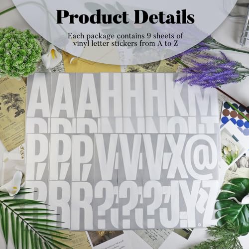 114 White Large Alphabet Stickers, 5 Inch Self-Adhesive Letters - color: White