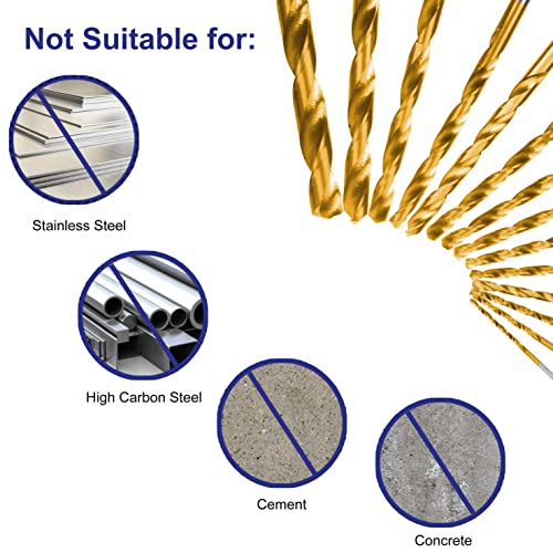 Metric 230 Pieces Titanium Twist Drill Bit Set, 135° Tip High Speed Steel, Size from 1mm up to 10mm, Ideal Drilling in Wood/Cast Iron/Aluminum Alloy/Plastic/Fiberglass, with Hard Storage - size: Metric 230 Pieces Drill Bit Set 135°