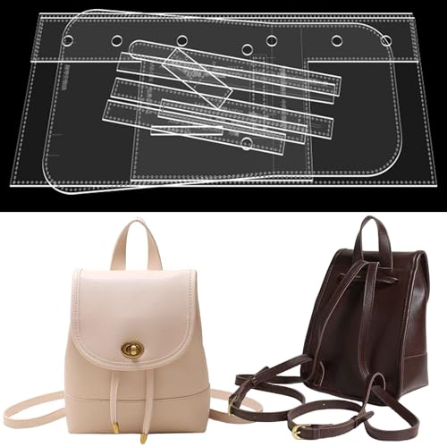 RIVEENY Backpack Acrylic Template,Leather Pattern Acrylic Leather Templates for Women’s Work Backpack Purse Waterproof Anti-Theft Travel Back Pack (AAB-576)